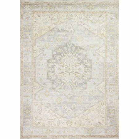 BASHIAN 2 ft. 6 in. x 8 ft. Corsica Collection Bohemian Polyester Power Loom Area Rug, Grey C189-GY-2.6X8-CR402
